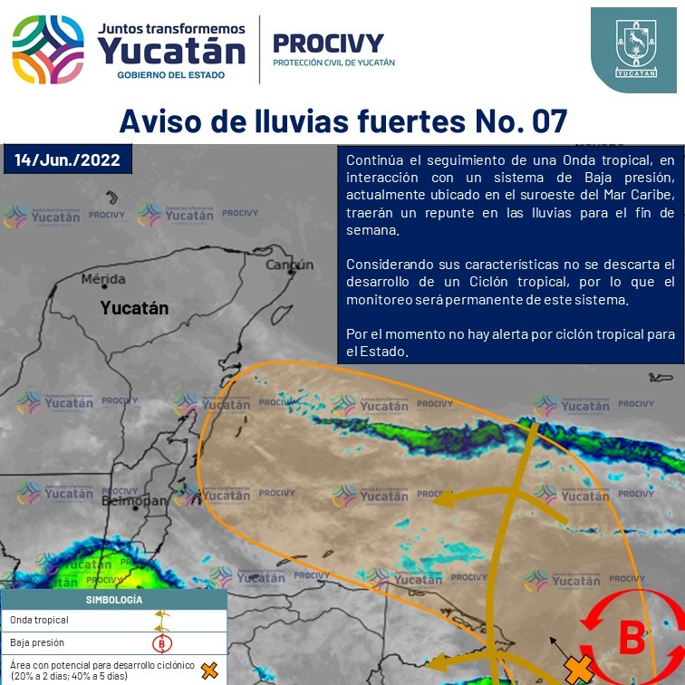 Habrá lluvias este fin de semana, por efectos de una onda tropical: Procivy