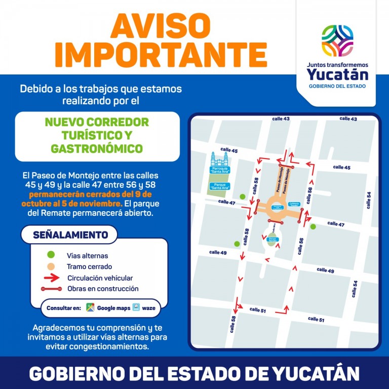 Gobierno del Estado intervendrá zona de Remate de Paseo de Montejo