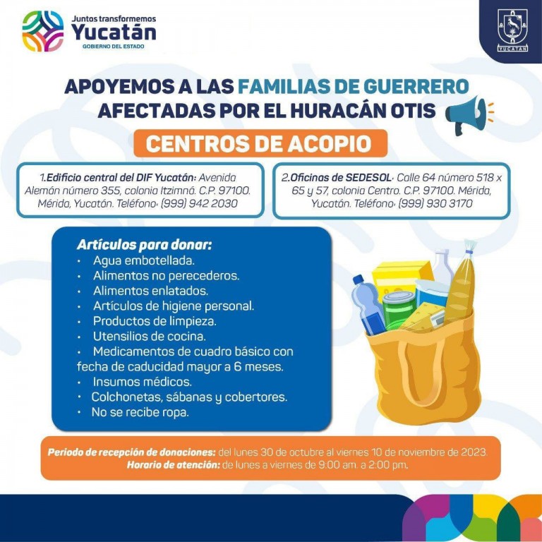 Estos son algunos centros de acopio para damnificados por el huracán Otis.