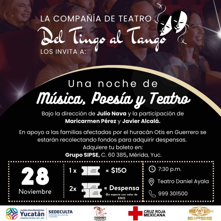 Anuncian obra de teatro a beneficio de las familias de Guerrero.