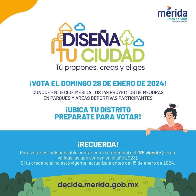 El 28 de enero los meridanos decidirán qué espacio público quiere para su zona