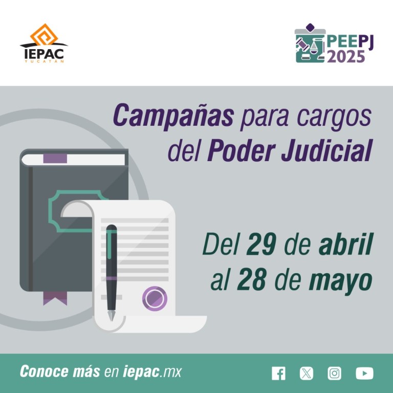 Campaña electoral para los magistrados del Poder Judicial de Yucatán iniciará el 29 de abril