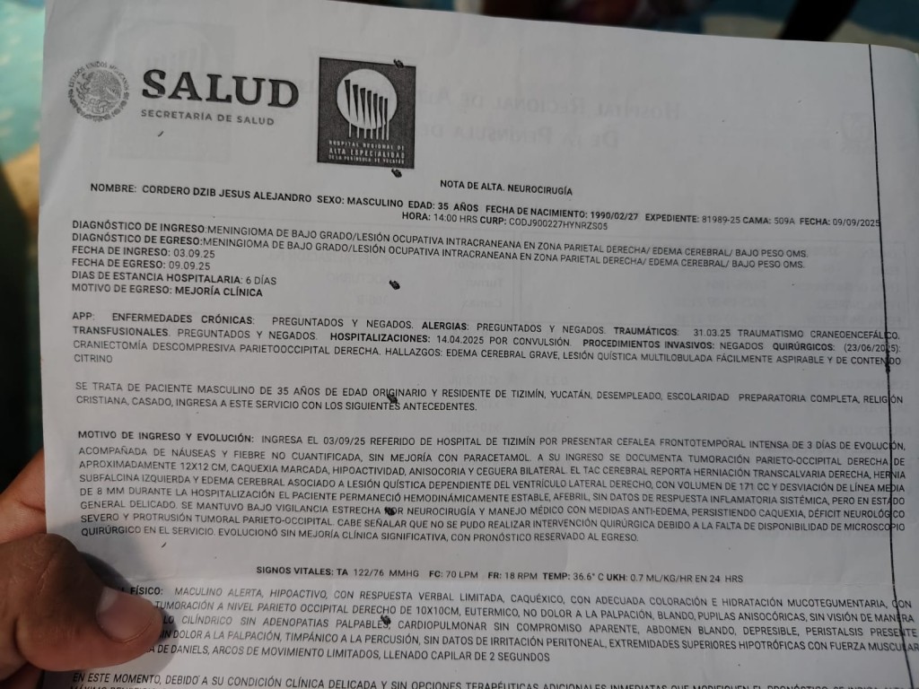 Necesita familia de Tizimín casi 300 mil pesos para costear una cirugía