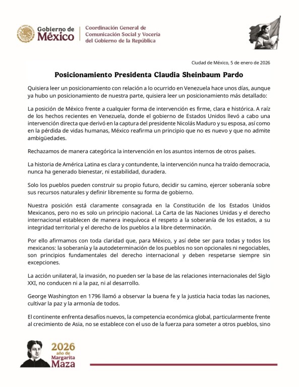 M&eacute;xico fija postura firme ante lo ocurrido en Venezuela