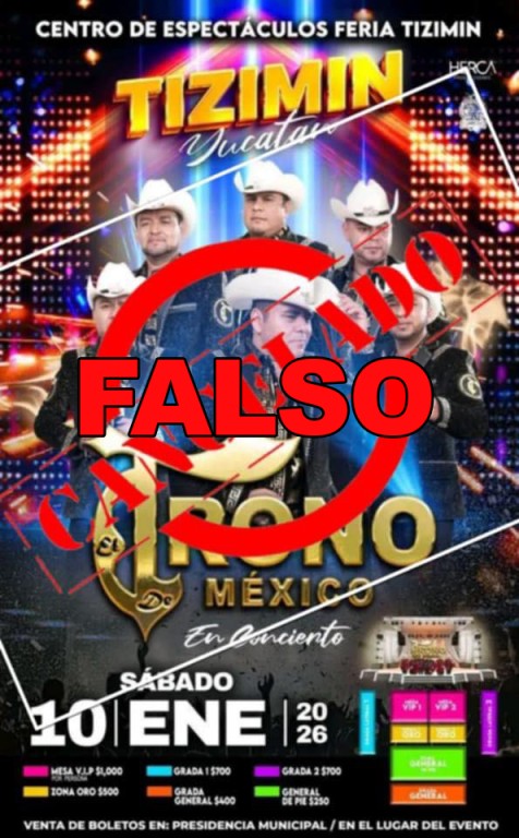Desmienten cancelaci&oacute;n de concierto de El Trono de M&eacute;xico, en Tizim&iacute;n