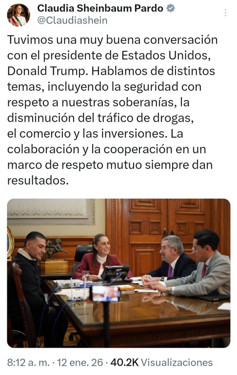 Di&aacute;logo Telef&oacute;nico Sheinbaum-Trump