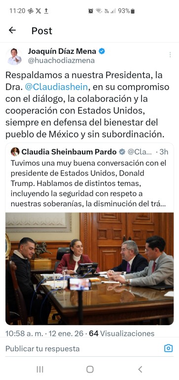 Se solidariza Huacho D&iacute;az con Claudia Sheinbaum