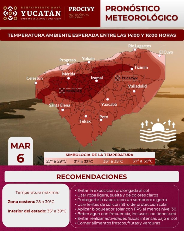 Registrar&aacute; Yucat&aacute;n ambiente fresco por la ma&ntilde;ana y mu caluroso por la tarde