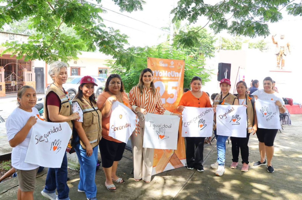 Se pinta de naranja Tizimín para prevenir la violencia contra mujeres y niñas