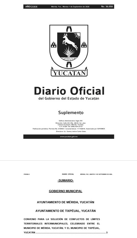 Tendr&aacute;n nuevos l&iacute;mites territoriales M&eacute;rida y Tixp&eacute;ual, desde este mi&eacute;rcoles