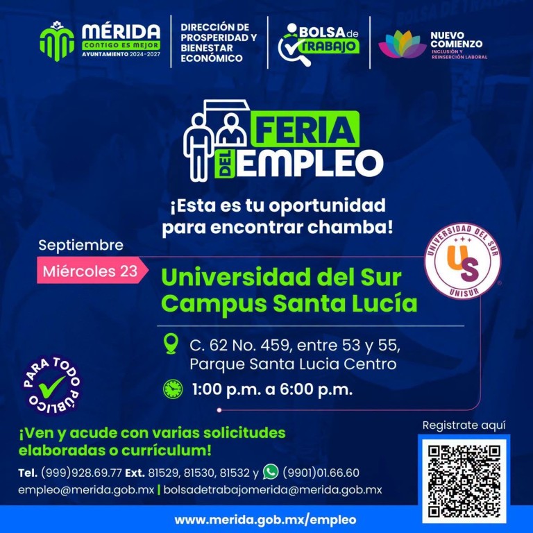 Anuncian próxima feria de empleo en Mérida