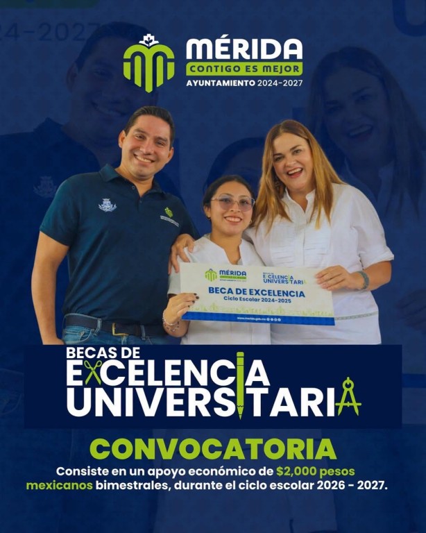 Inicia este jueves registro de Becas de Excelencia para universitarios, en Mérida