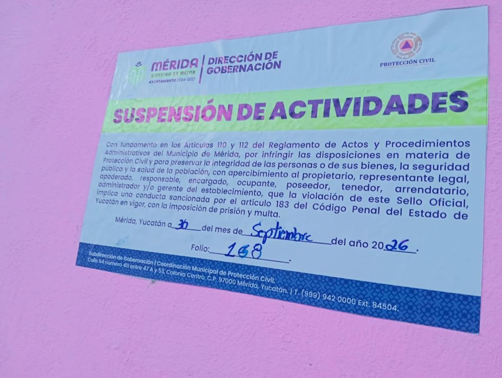 Suspende actividades Protección Civil de Mérida en inmueble de la calle 60, por condiciones de riesgo