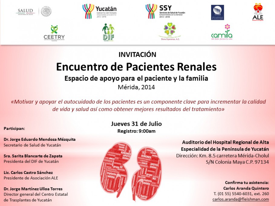 Este 31 de julio será el encuentro regional de pacientes renales Este 31 de julio será el encuentro regional de pacientes renales