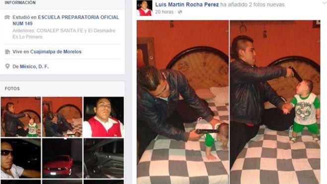 Padre sube imágenes a Facebook apuntándole a su hijo con una pistola Padre sube imágenes a Facebook apuntándole a su hijo con una pistola