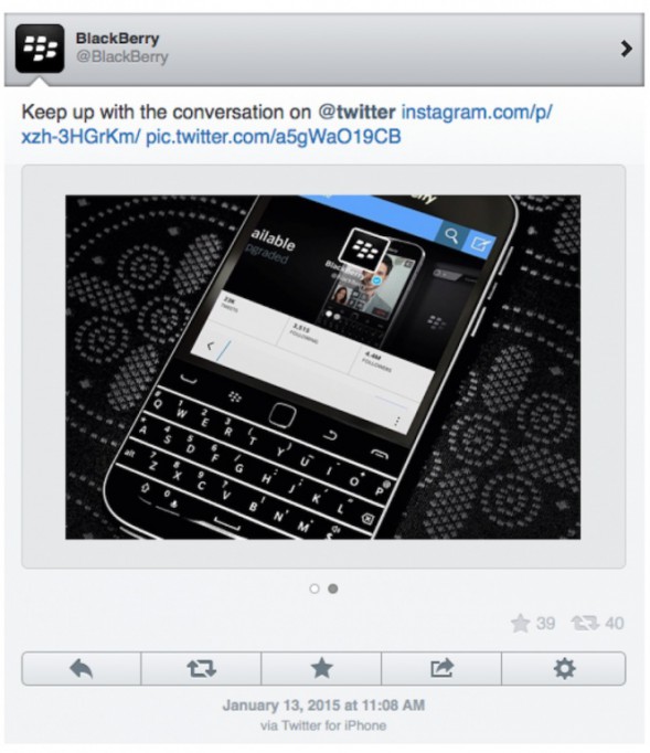 Blackberry tuitea en su cuenta desde un iPhone Blackberry tuitea en su cuenta desde un iPhone
