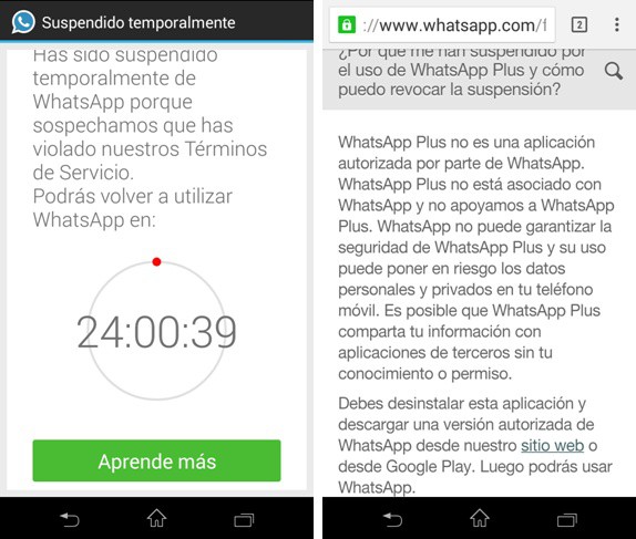 WhatsApp bloquea las cuentas de sus usuarios por 24 horas WhatsApp bloquea las cuentas de sus usuarios por 24 horas