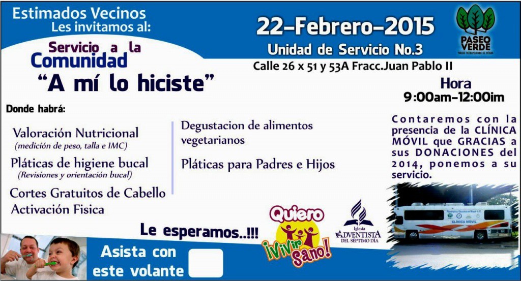Brindaran servicios gratuitos de higiene y salud en el paseo verde Brindaran servicios gratuitos de higiene y salud en el paseo verde