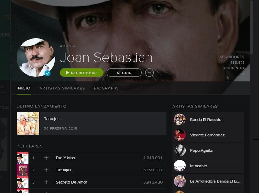 Joan Sebastian en Spotify Joan Sebastian en Spotify