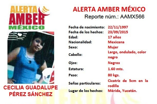 Reportan una menor extraviada en Mérida Reportan una menor extraviada en Mérida