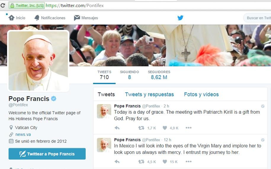 @Pontifex en Twitter @Pontifex en Twitter