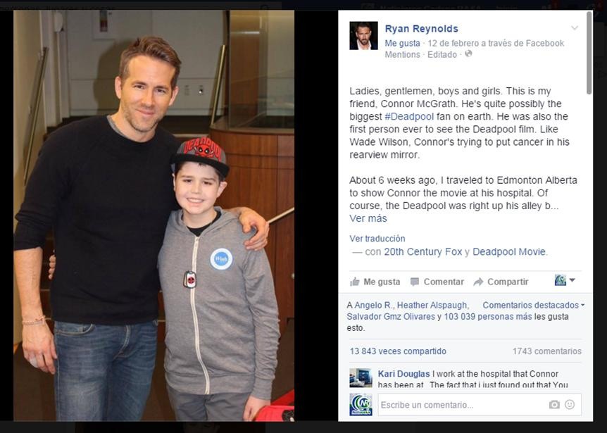 Deadpool alegra a un niño con cáncer Deadpool alegra a un niño con cáncer