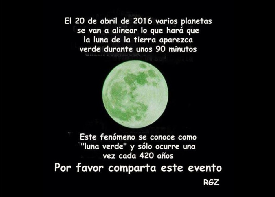 Falso que habrá una Luna Verde Falso que habrá una Luna Verde