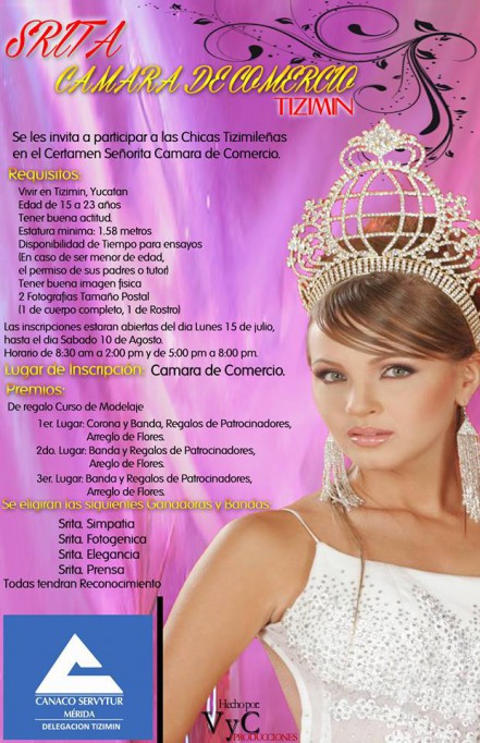 TIZIMIN: Convocan al certamen “Señorita Canaco 2013”.\r\n TIZIMIN: Convocan al certamen “Señorita Canaco 2013”.\r\n