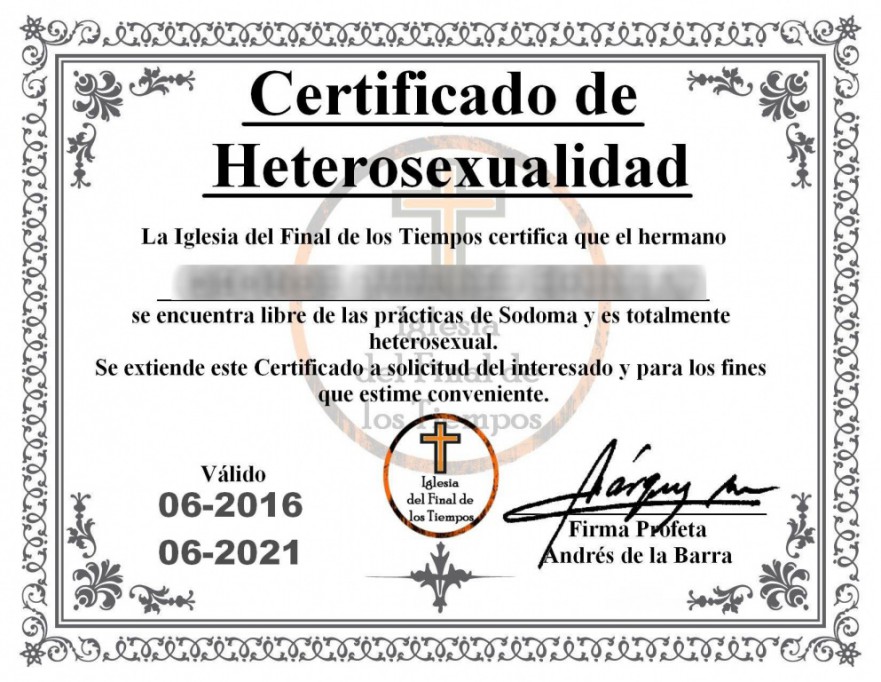 Venden certificados de heterosexualidad Venden certificados de heterosexualidad