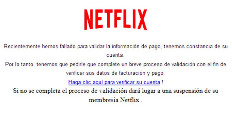 Denuncian falso correo de Netflix Denuncian falso correo de Netflix
