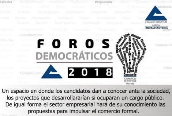 CANACO Tizimín realizará foro democrático con candidatos a la alcaldía CANACO Tizimín realizará foro democrático con candidatos a la alcaldía