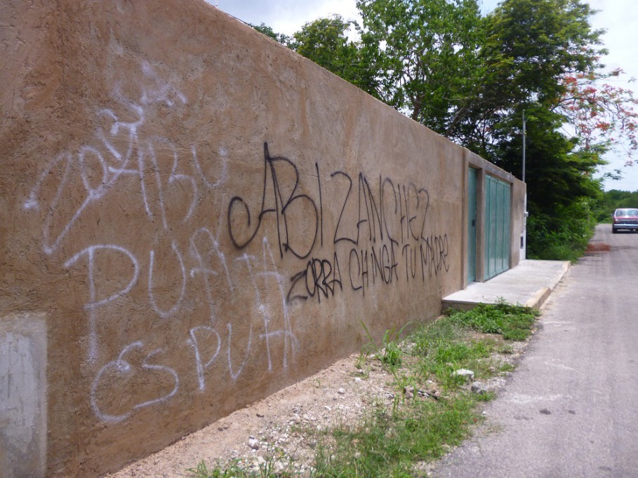 TIZIMIN: Grafitis ofensivos a una alumna del Teresiano. TIZIMIN: Grafitis ofensivos a una alumna del Teresiano.