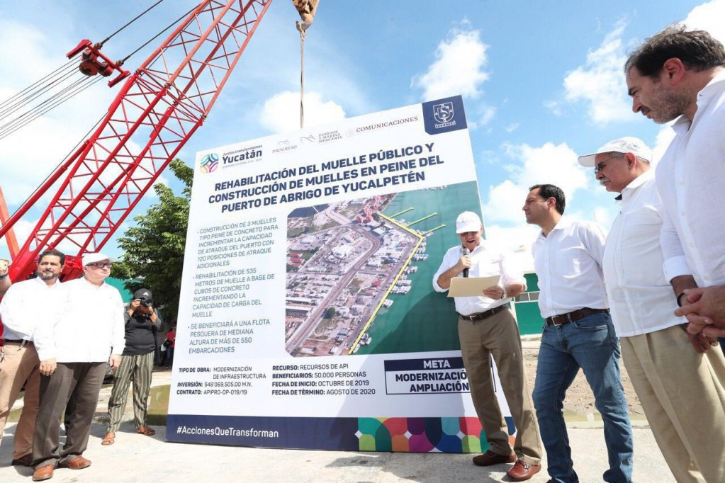 Comienzan trabajos en el puerto de abrigo de Yucalpetén Comienzan trabajos en el puerto de abrigo de Yucalpetén