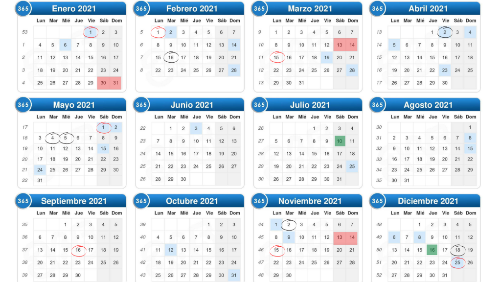 Estos son los días festivos del 2021 Estos son los días festivos del 2021