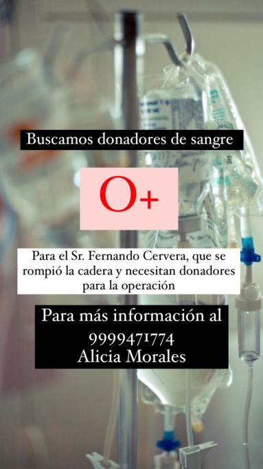 Se fracturó la cadera y requiere sangre O+ para ser operado Se fracturó la cadera y requiere sangre O+ para ser operado