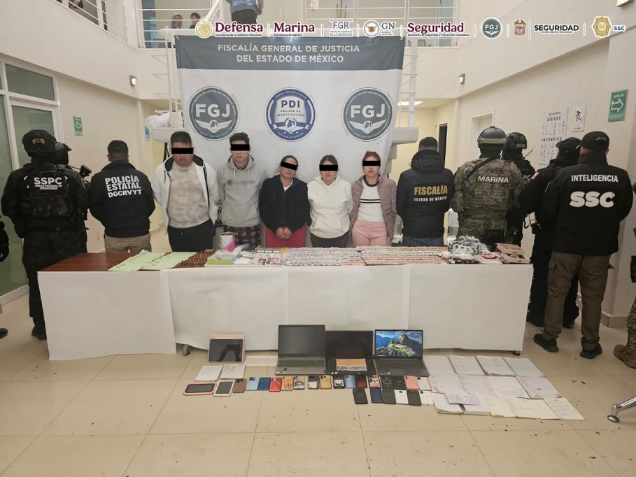 Detienen en Edomex a 5 integrantes de célula criminal.