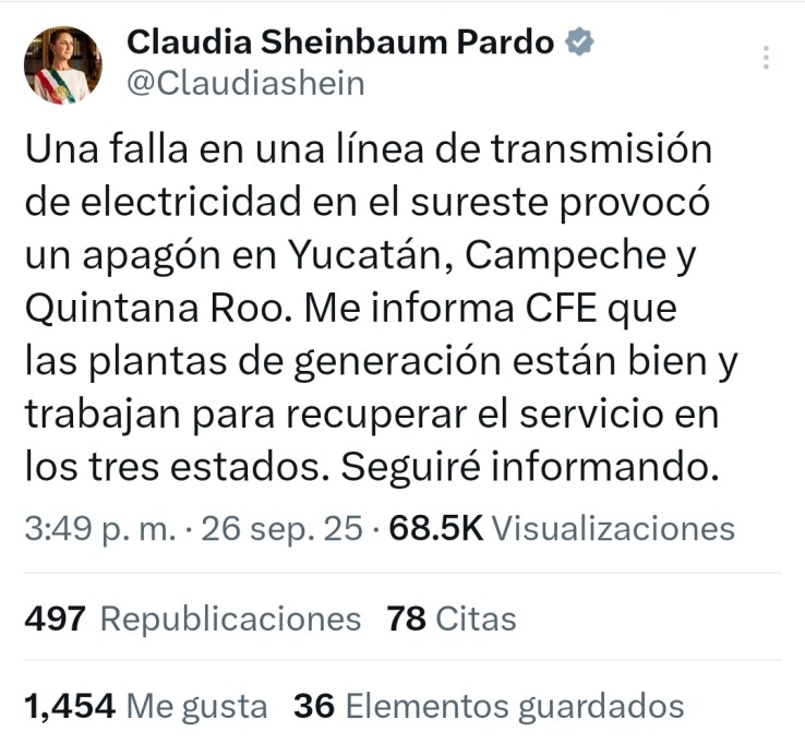 Más de cinco millones de habitantes afectados por apagón
