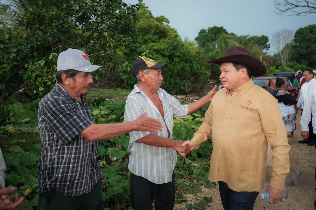 Supervisa Díaz Mena construcción de caminos sacacosechas, en Kinchil