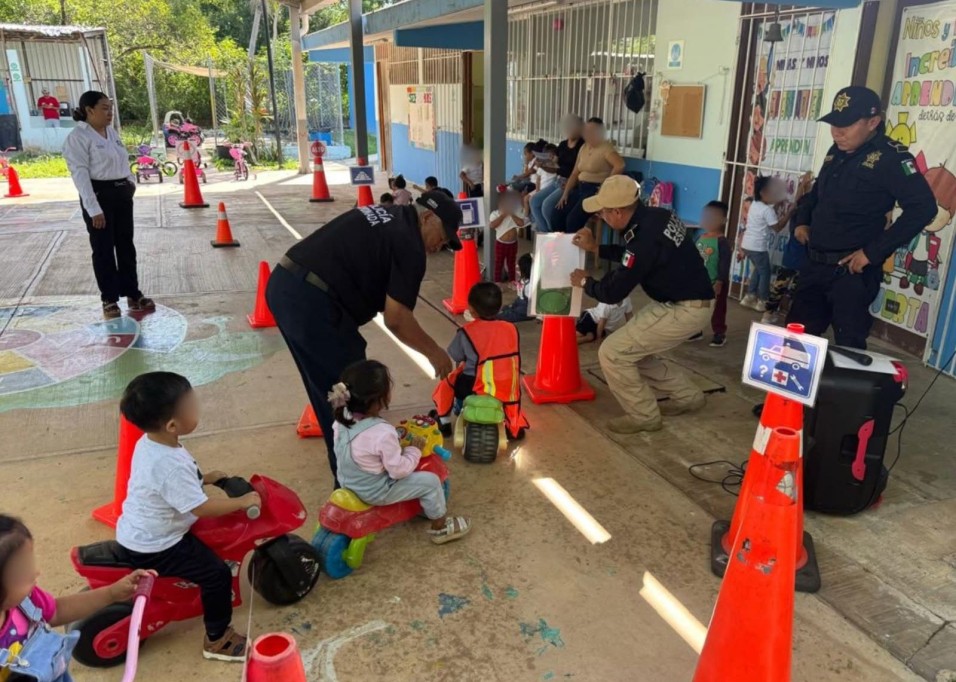 Promueve SSP seguridad vial y prevención entre infancias de Tecoh