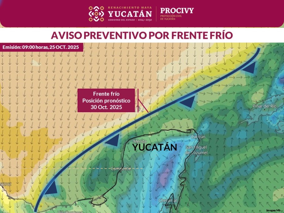 Anticipan bajas temperaturas por frente frío en Yucatán Anticipan bajas temperaturas por frente frío en Yucatán