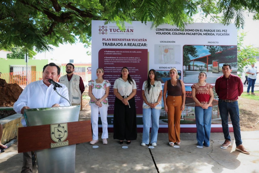 Supervisa gobernador obras de domo en parque “El Pez Volador”, de Pacabtún
