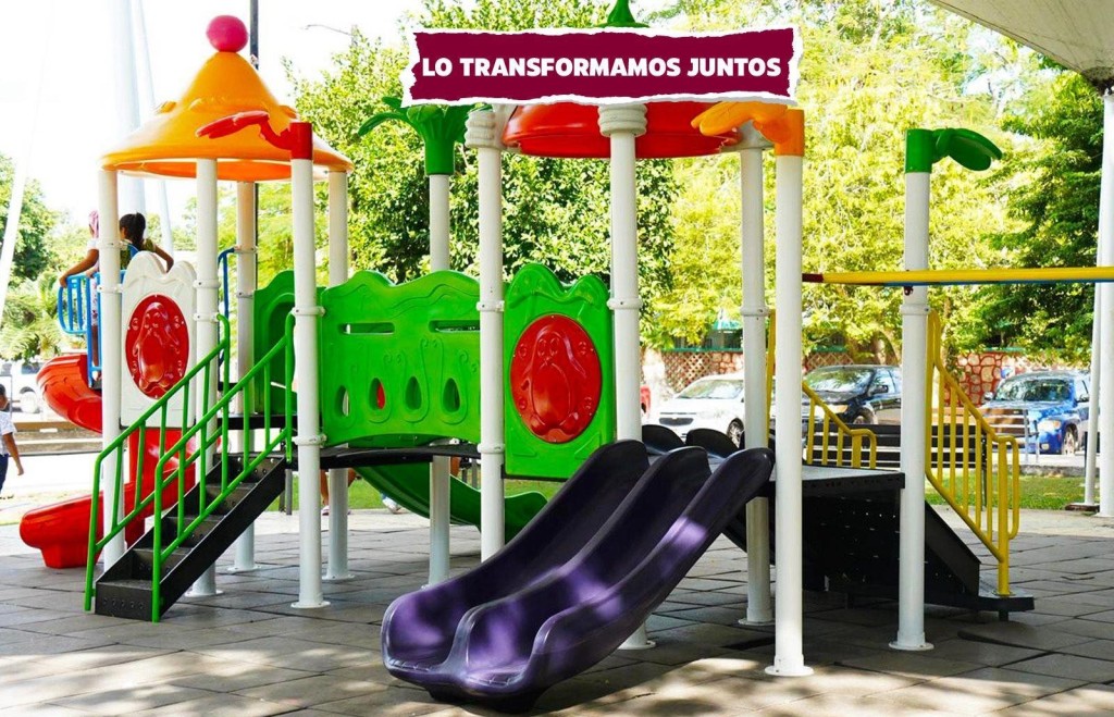 Renuevan área de juegos del Parque de la Libre Empresa, en Tizimín