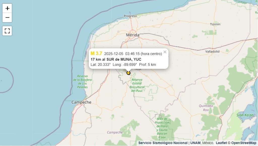 Tiembla dos veces en Yucatán, durante la madrugada