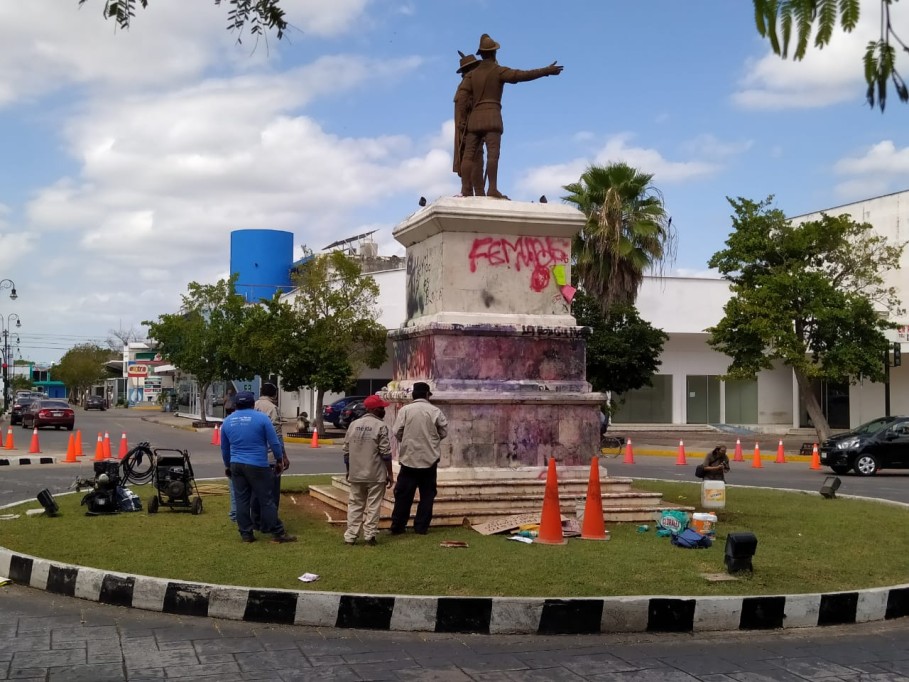Las huellas del 8M se centraron en la avenida Paseo de Montejo