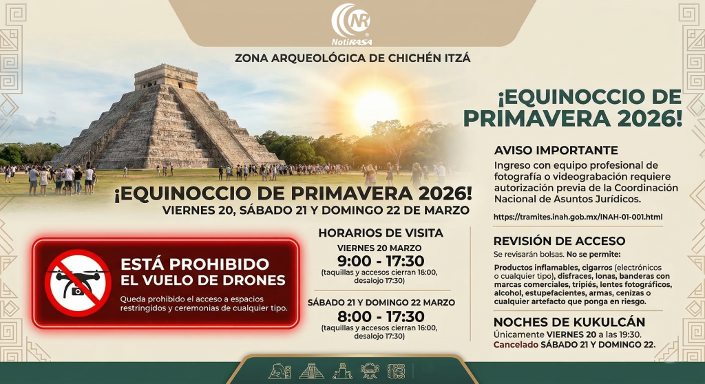 No se permitirán drones en la observación del equinoccio de primavera, en Chichén Itzá