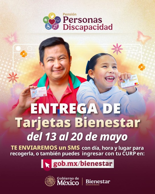 Entregan tarjetas para Pensión de Personas con Discapacidad