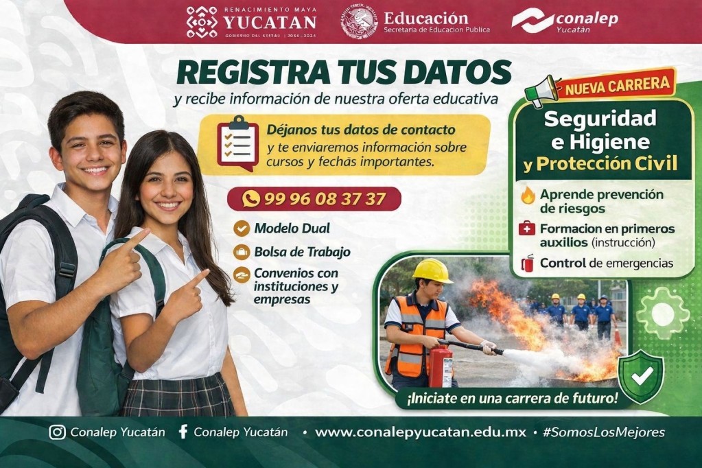 Abre Conalep Yucatán nueva carrera de Protección Civil, la única en el sureste del país