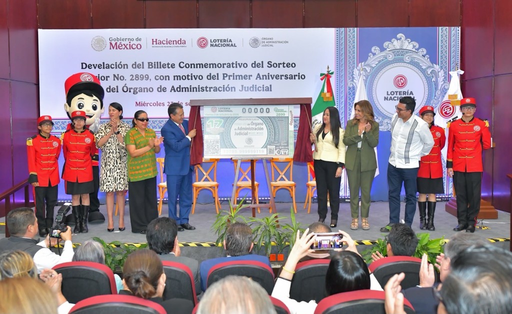 Devela Lotería Nacional billete para conmemorar primer aniversario del Órgano de Administración Judicial