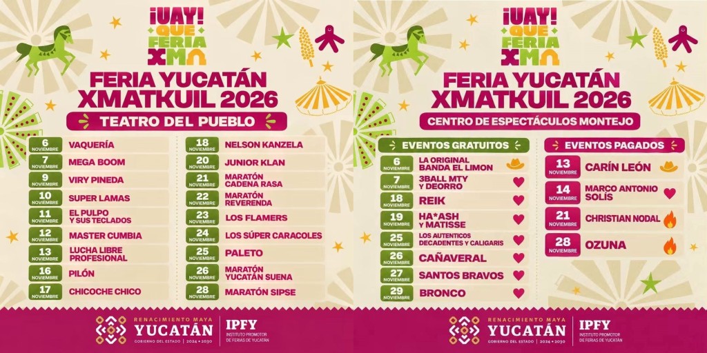 Presentan cartelera completa Xmatkuil 2026