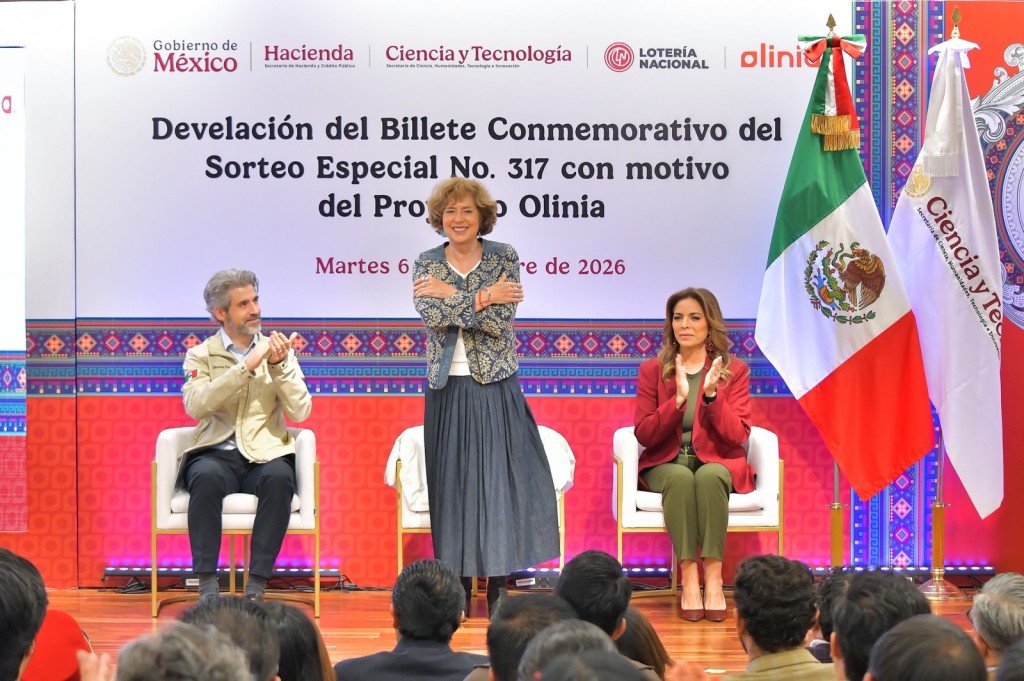 Develan billete de Lotería que reconoce al proyecto Olinia y capacidades científicas de México